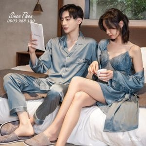 Đồ ngủ đôi lụa xanh ngọc Puppis