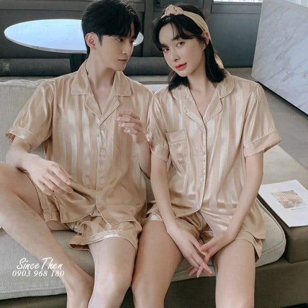 Đồ ngủ đôi lụa ngắn D0066 1 Do Ngu Doi Lua Ngan D0066