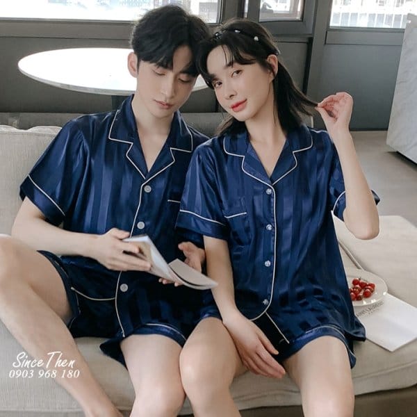 Đồ ngủ đôi lụa ngắn D0063 2 Pijama Doi Nam Nu D0063