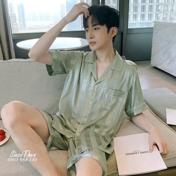 Đồ ngủ đôi lụa ngắn D0064 3 Pijama Nam D0064