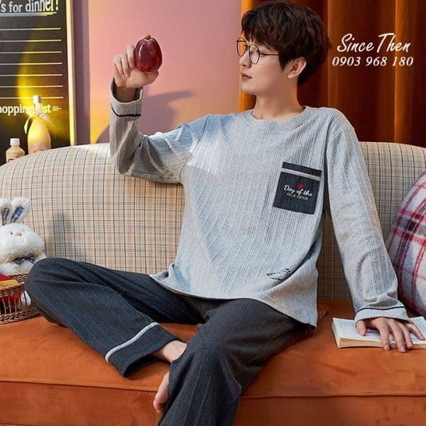 Pijama nam mặc nhà cotton D0049M 2 Pyjama Nam Dai Tay