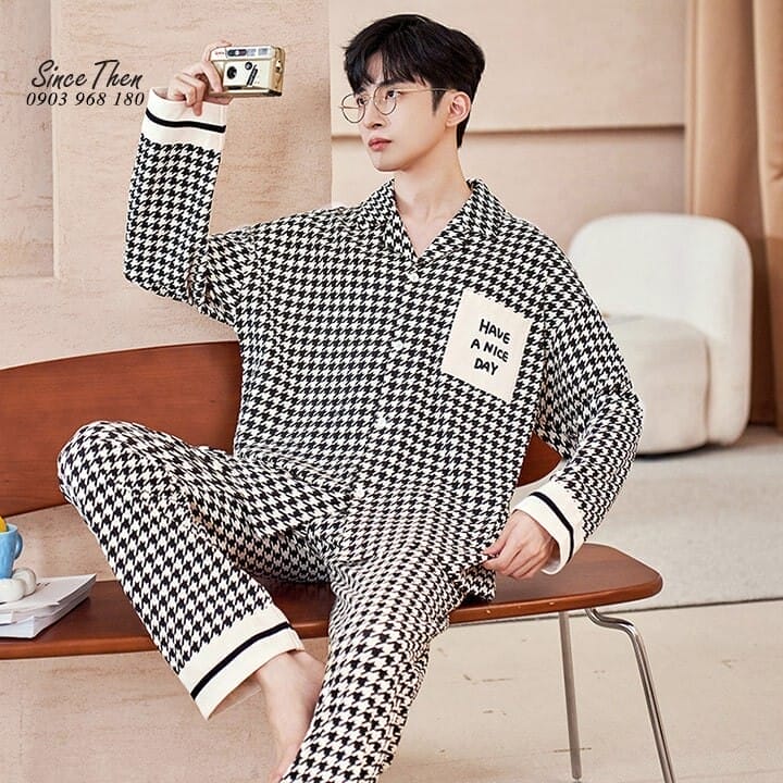 Đồ ngủ nam cotton dài Lacerta 3 Pijama Nam